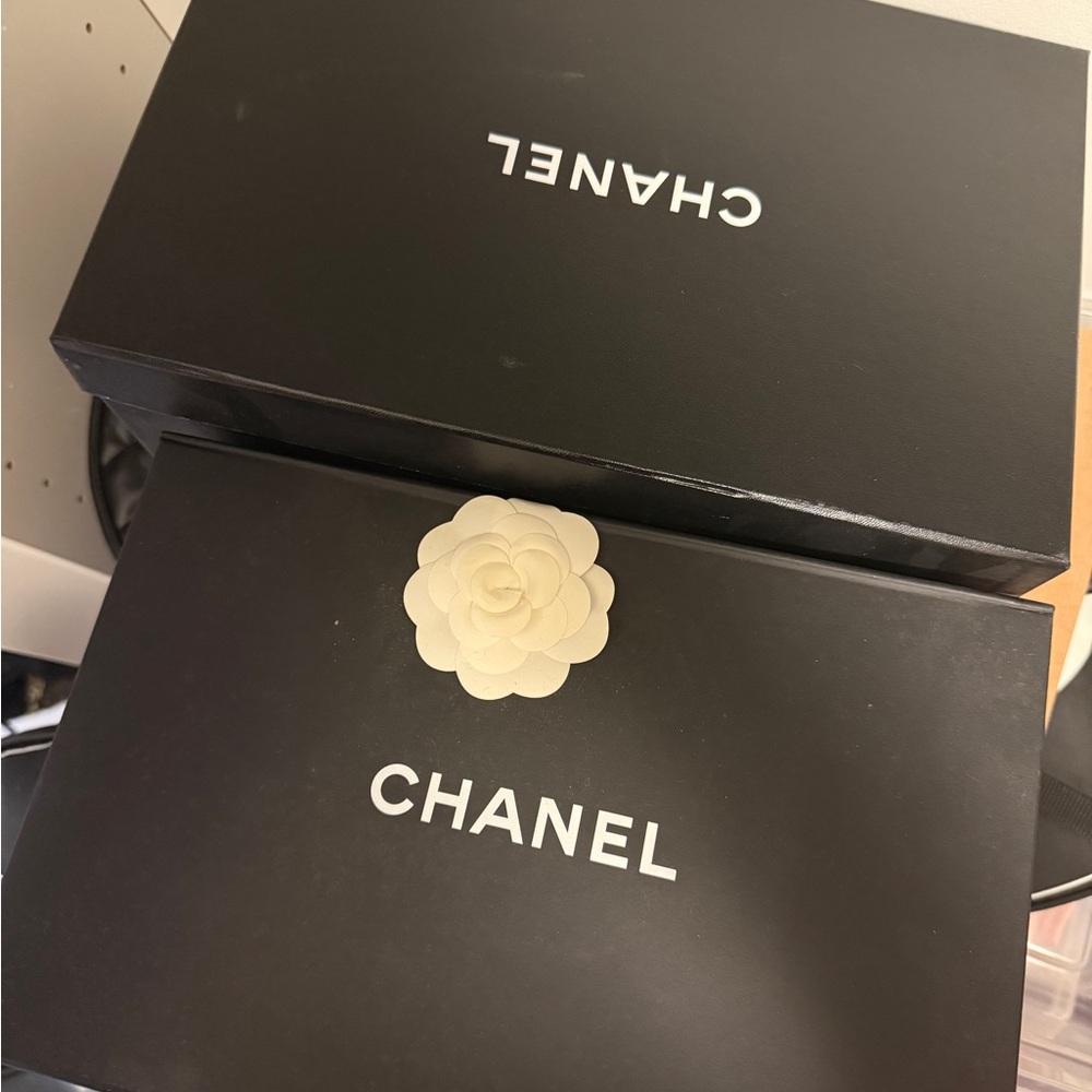 CHANEL Black Box with Cream Flower Accent